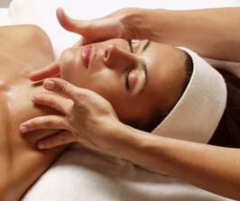Woman enjoying a facial