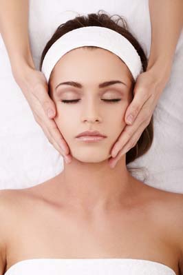Woman enjoying a facial treatment